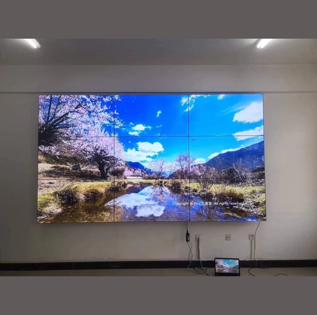 46 inches commercial LCD Video Wall. This 3X3 LCD video wall created by EziSol in Lahore