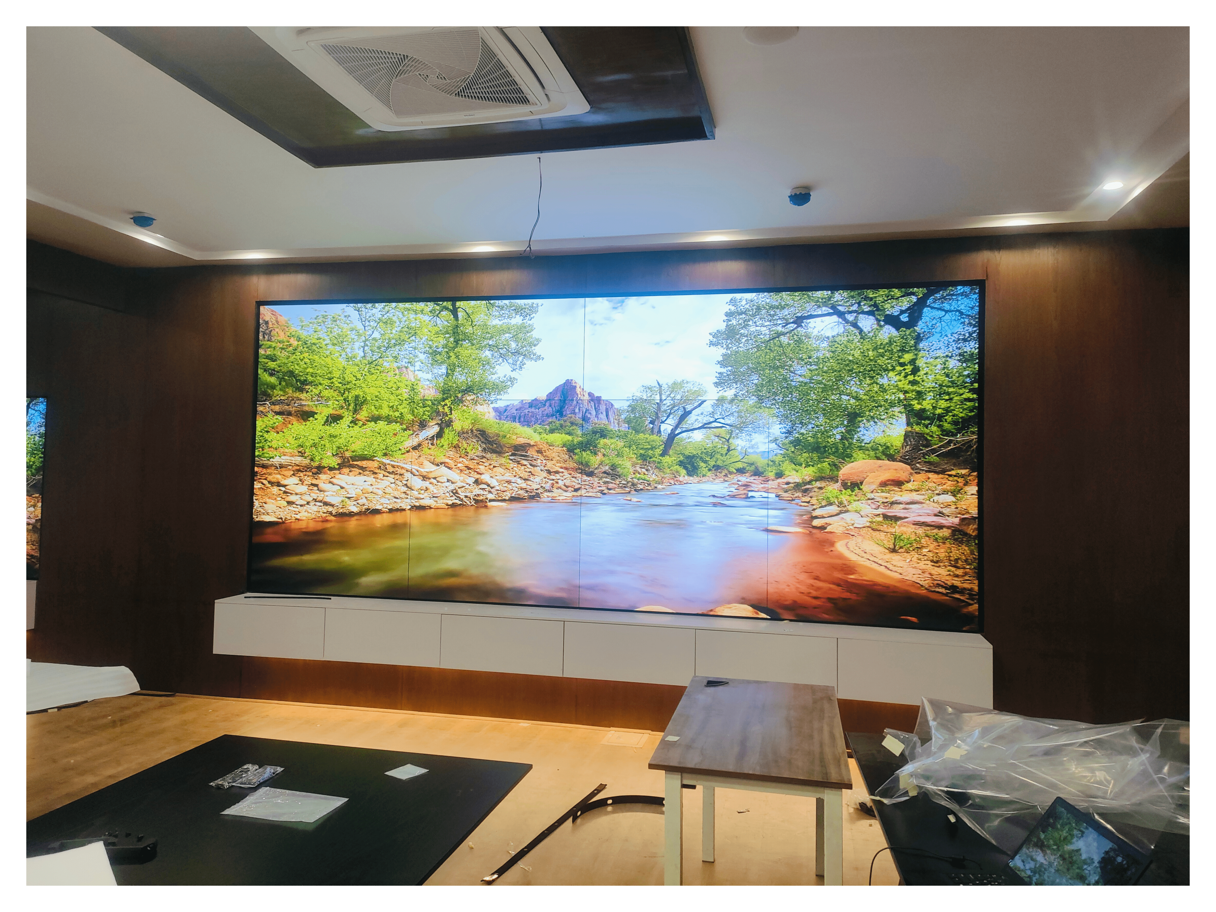 A 3x4 LCD Video Wall by using 55” video wall panels. Installed by EziSol in Lahore.