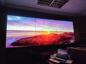 LCD Video Wall Display in a room using built by using 55” video wall panel. This Video Wall setup by EziSol in Lahore.