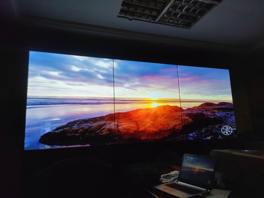 LCD Video Wall Display in a room using built by using 55” video wall panel. This Video Wall setup by EziSol in Lahore.
