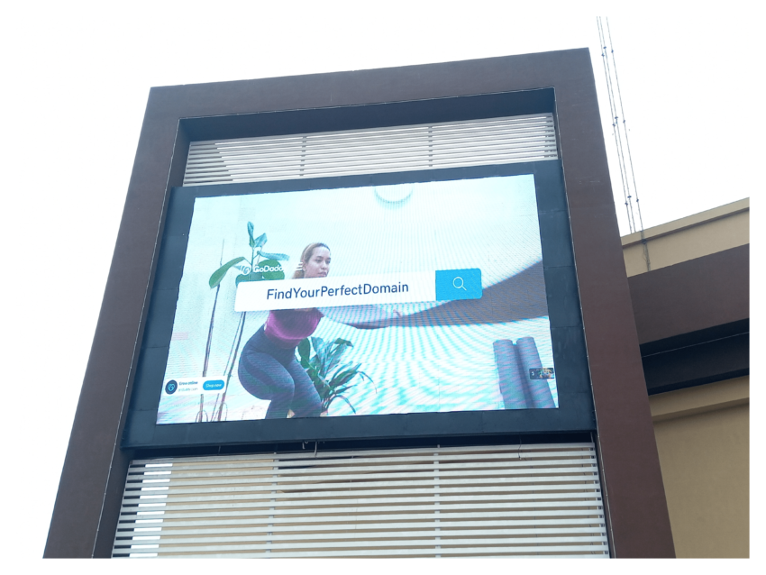 EziSol Installed a complete solution for P8 outdoor SMD Screen Showing a women doing exercise.