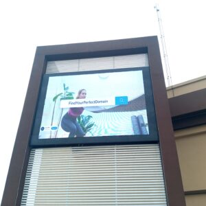 EziSol Installed a complete solution for P8 outdoor SMD Screen Showing a women doing exercise.