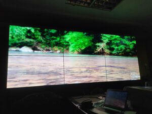 LCD Video Wall Display in a room using built by using 55” video wall panel. This Video Wall setup by EziSol in Lahore.