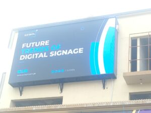 EziSol installed a comprehensive solution for P8 Outdoor Screen at Mall of Gujrat. The Waterproof Screen Showing EziSol logo on it.